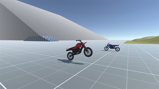 Two motorcycles built with the BikeHelper lean and wheelie controls